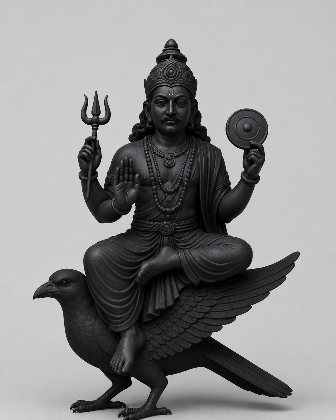 Shani Dev Sitting On Crow 3D Model (5 Inch)